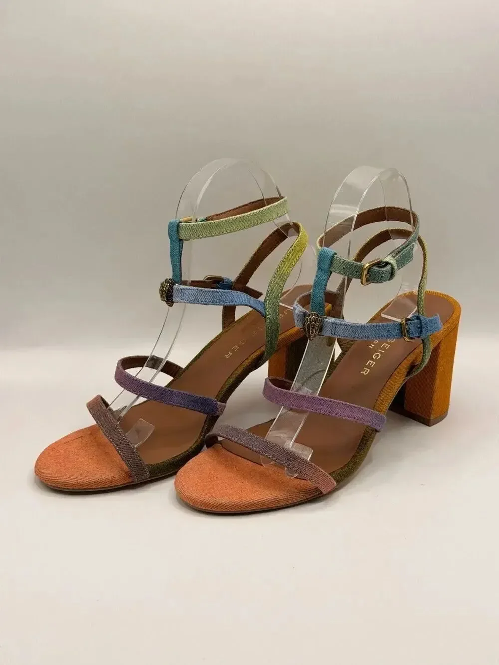 KURT GEIGER LONDON Women's Hampton Gladiator Colorful Strap Heel Sandals Sz 8